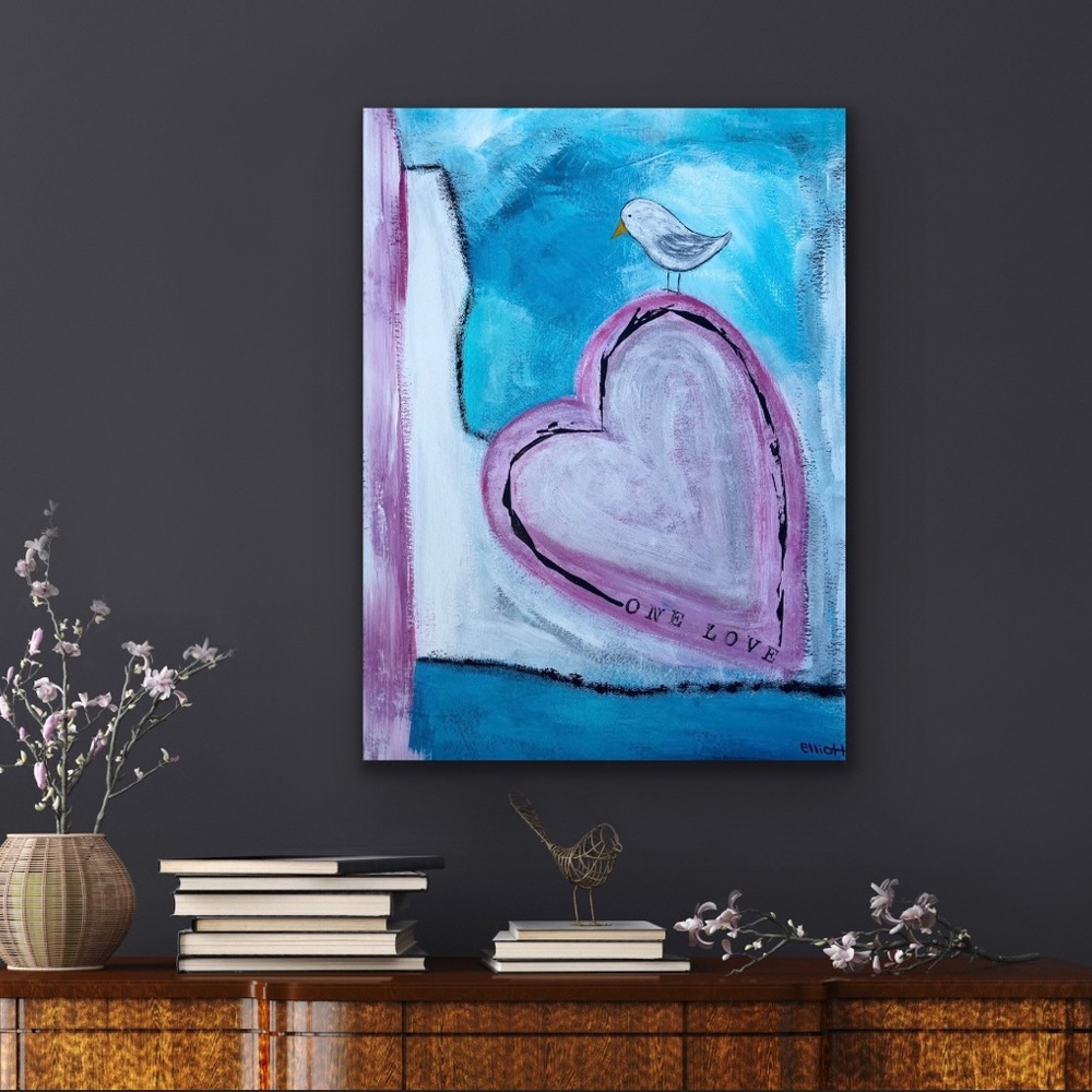 Original One Love Bird Painting 11” x 15”
